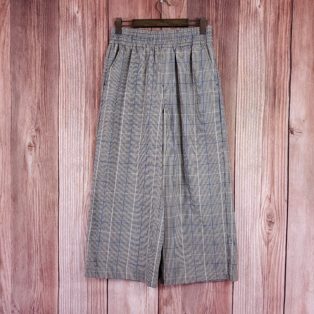 Madewell Womens Medium Carley Wide Leg Pants in Plaid Pull On NG530